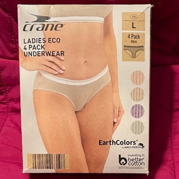 BRAND NEW ~ CRANE ~ 4 PACK ~ LADIES ECO BIKINI UNDERWEAR UNDIES ~ SIZE L / LARGE - Picture 7 of 16